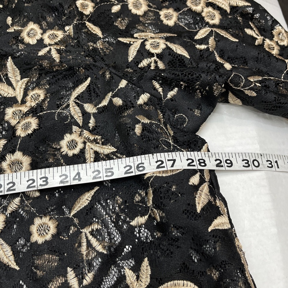 Catherines Kimono Womens 2XWP Black Lace Gold Floral Open Front Event Cocktail - Picture 6 of 6